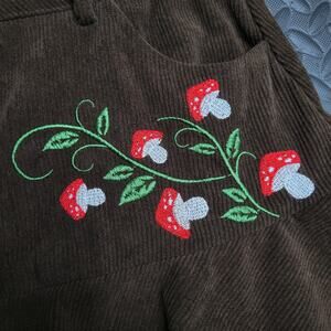 ROMWE Brown Corduroy Embroidered Mini Skirt Womens Medium Cottagecore Fairycore